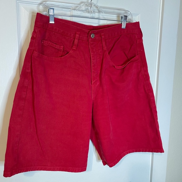 VTG Lebon red denim shorts 80s / 90s hip hop sz XL - Picture 1 of 8